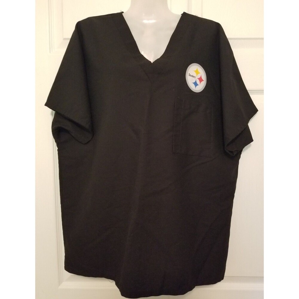 Pittsburgh Steelers Scrub Top Reebok Unisex Logo V-Neck Short Sleeve Size Large